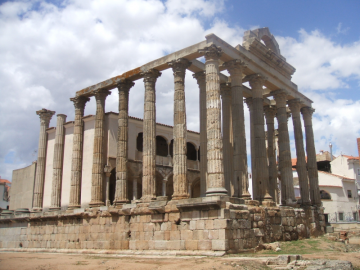 Templo dedicado a la diosa Diana ubicado en la ciudad de Mrida, en la provinciaa de Badajz; regin de Extremadura, Espaa.